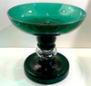 Zwei grüne vintage Kerzenleuchter Glas