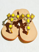 Boho Sandalen mit gelben Steinen - Lilasouk